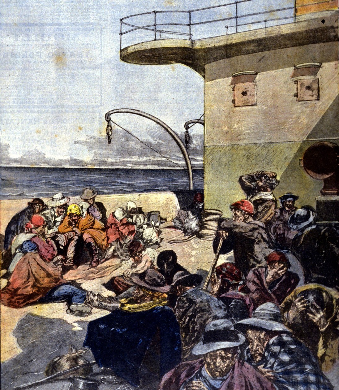 意大利移民加拿大； 在梅根蒂克湖上的旅行是在相当困难的条件下进行的。 生病了 R. Pellegrini。 La Domenica del corriere。 02/06/1901。 作者 里卡多·佩莱格里尼（Riccardo Pellegrini）