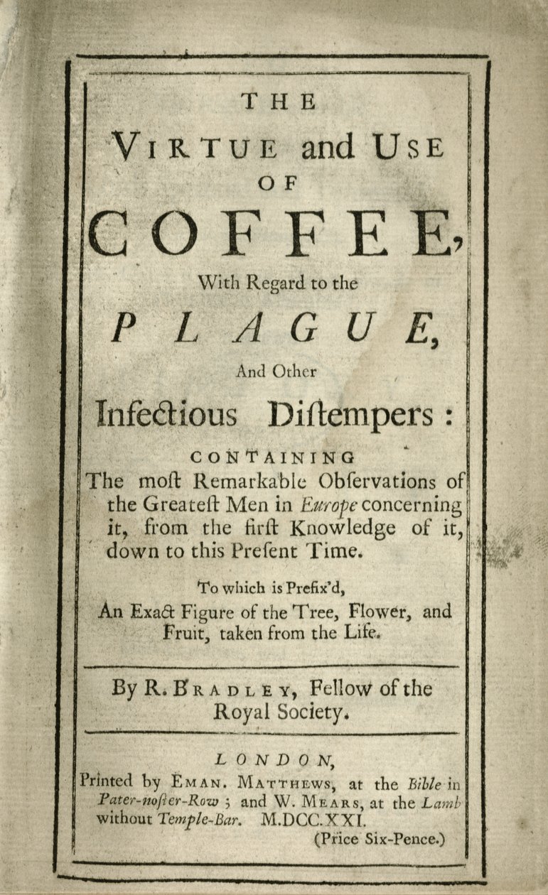小册子解释了美德和咖啡的使用，c.1721 作者 理查德·布拉德利