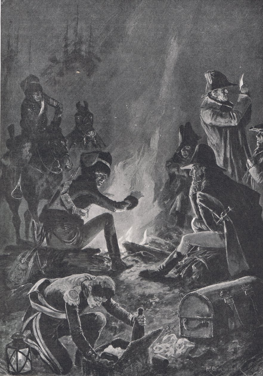 Bussaco战役前的Bivouac，来自“英国陆地和海上战役”的插图，由伦敦Cassell出版，c.1910 作者 理查德·卡顿·伍德维尔初级