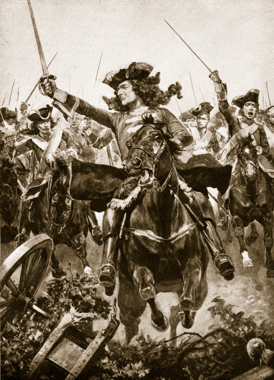 1708年7月11日，在Oudenarde战役中的马尔堡公爵 作者 理查德·卡顿·伍德维尔初级