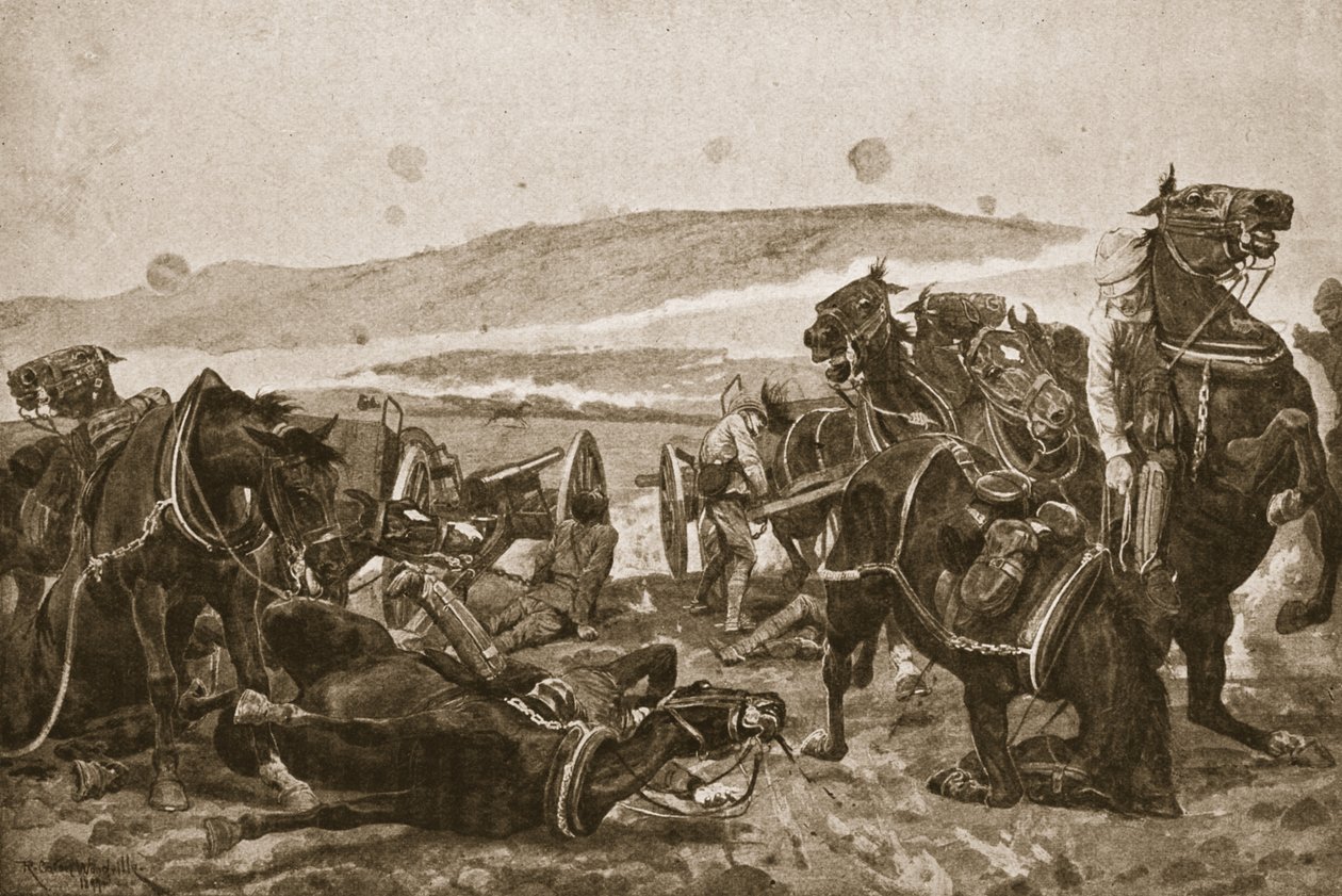 Colenso之战：失去了我们的枪支，来自“十九世纪的战役”，Vol。六：1899年至1900年的布尔战争&39;由阿奇博尔德福布斯，GA Henty和主要亚瑟格里菲斯（石版） 作者 理查德·卡顿·伍德维尔