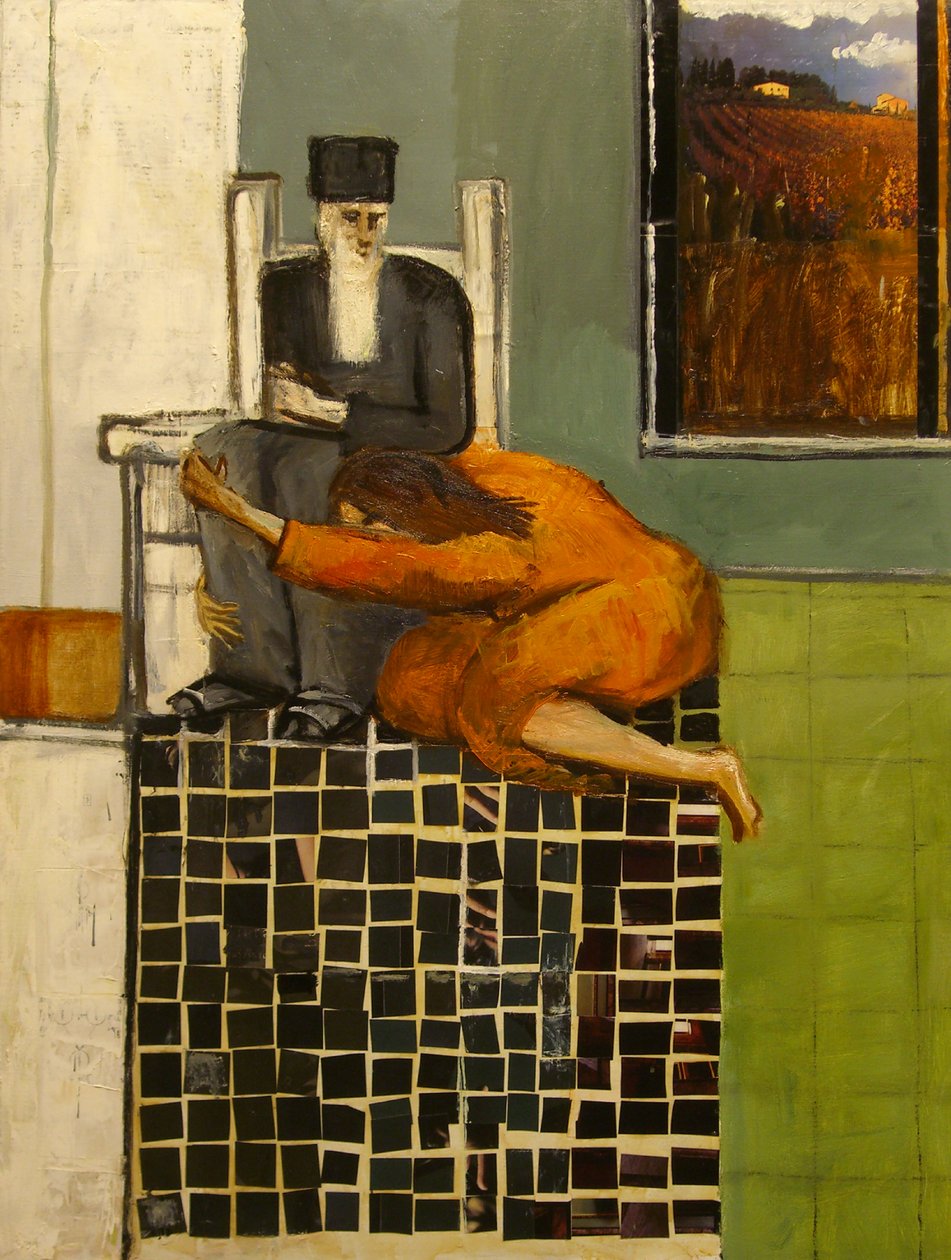 Elisha，1999（画布上的油画和拼贴画） 作者 理查德当代艺术家麦克比