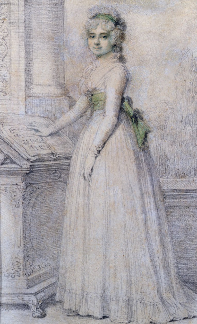 由音乐立场的一名妇女的画象，1793 作者 理查德·科斯威