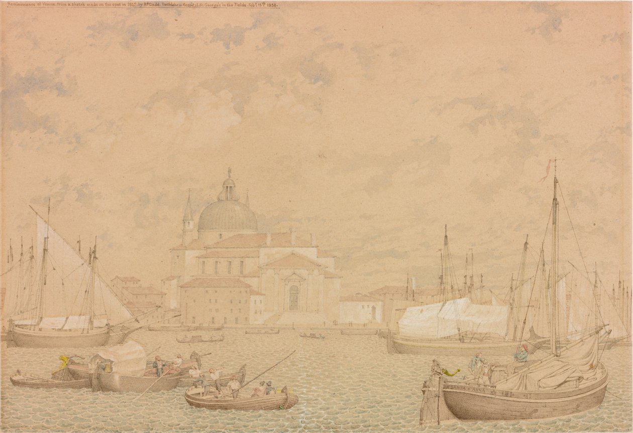 1858年1842年在现场制作的素描中回忆威尼斯 作者 理查德·达德