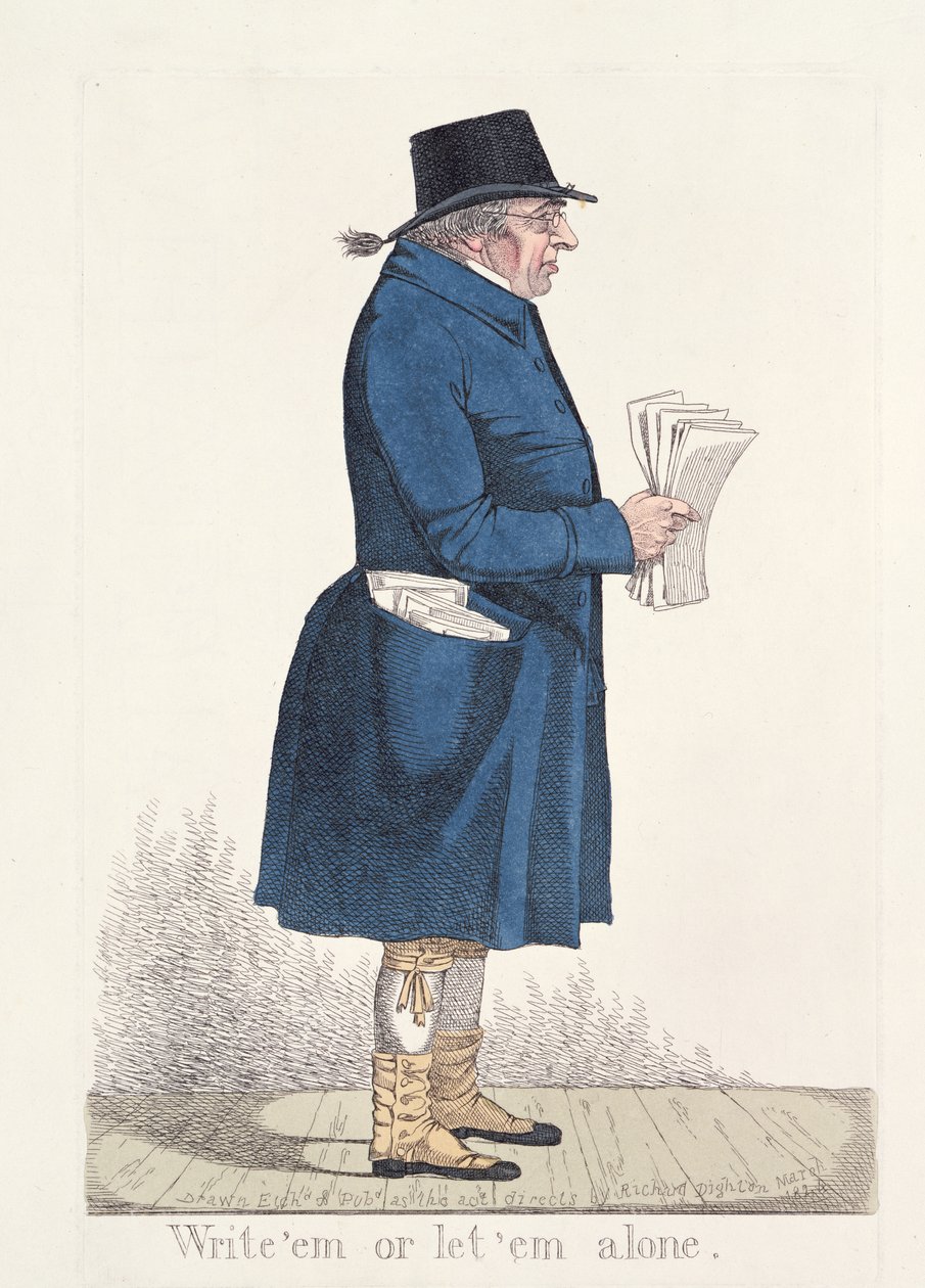 从&39;城市人物&39;，1824年（彩色蚀刻）&39;写&39;或&39;让他们独自&39; 作者 理查德·邓顿