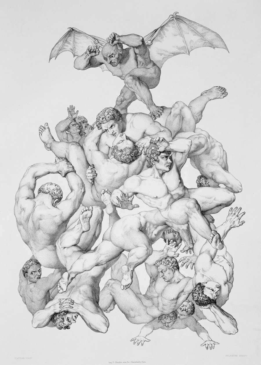 Beelzebub驱逐堕落的天使，约翰米尔顿（1608-74）出版的“失乐园”版本的插图出版巴黎1868年 作者 理查德·埃德蒙·弗莱特斯