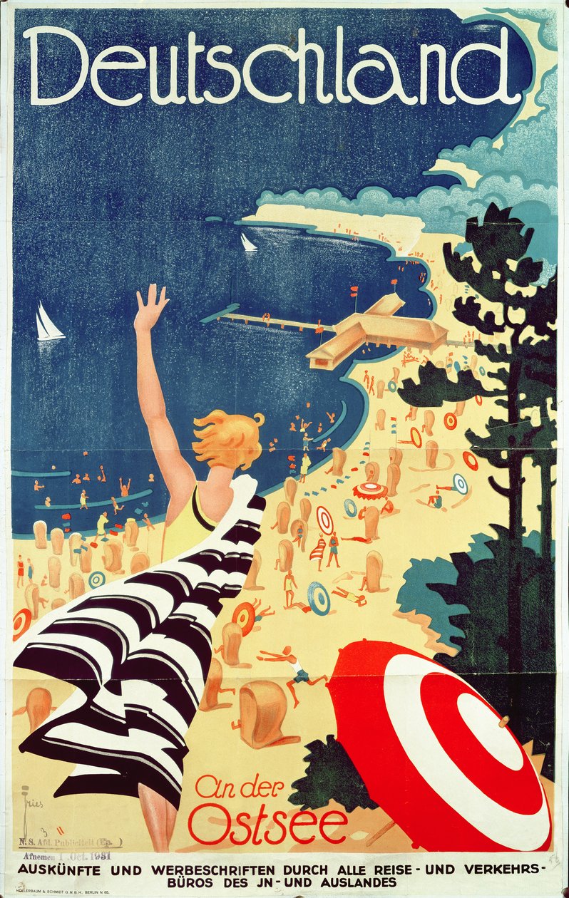 德国：在波罗的海，c.1930（彩色石版画 作者 理查德·弗里斯（Richard Friese）