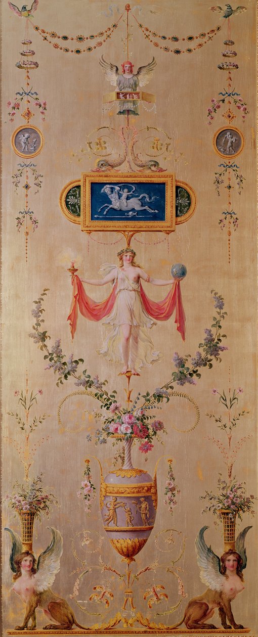 来自Marie-Antoinette（1755-93）c.1786（壁画）的闺房小组 作者 理查德·米克