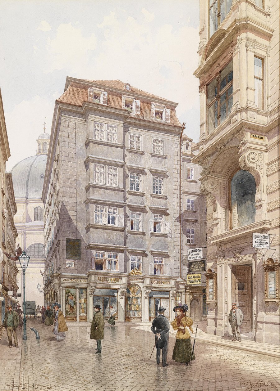 Freisingergasse的布料店Albert Hardt，位于Peterskirche后面 作者 理查德·摩泽