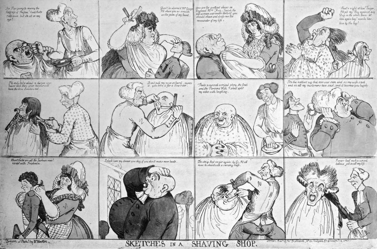 1794年在剃须店的草图 作者 理查德·牛顿