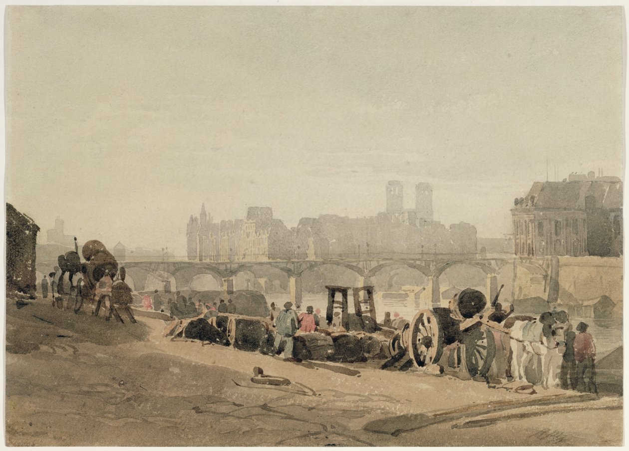 巴黎的Ile de la Cite（wc on wove paper） 作者 理查德·帕克斯·博宁顿