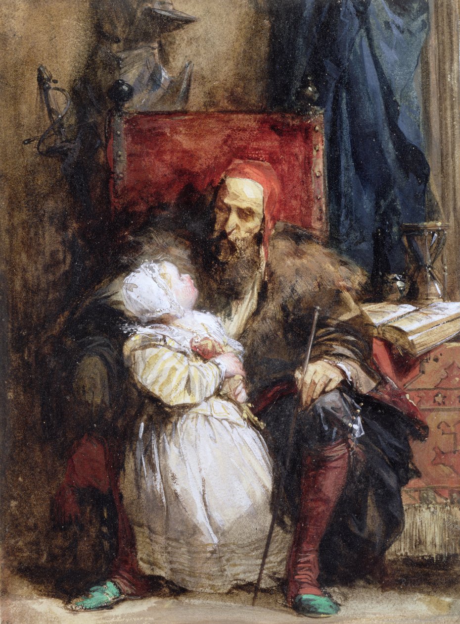 老人和孩子，c.1827（纸上的wc） 作者 理查德·帕克斯·博宁顿