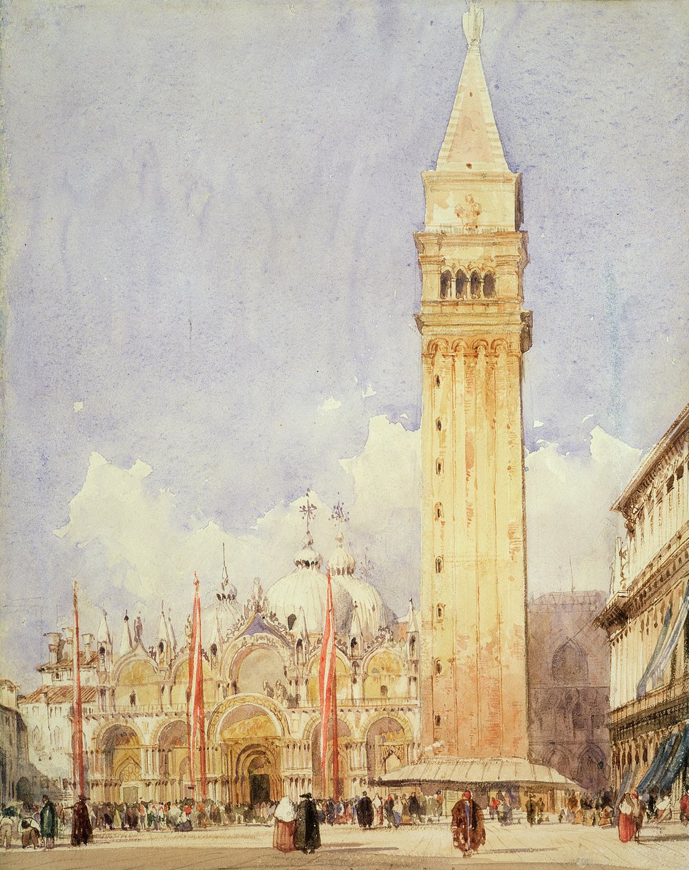 威尼斯圣马可广场，c.1826（石墨和卫生纸） 作者 理查德·帕克斯·博宁顿