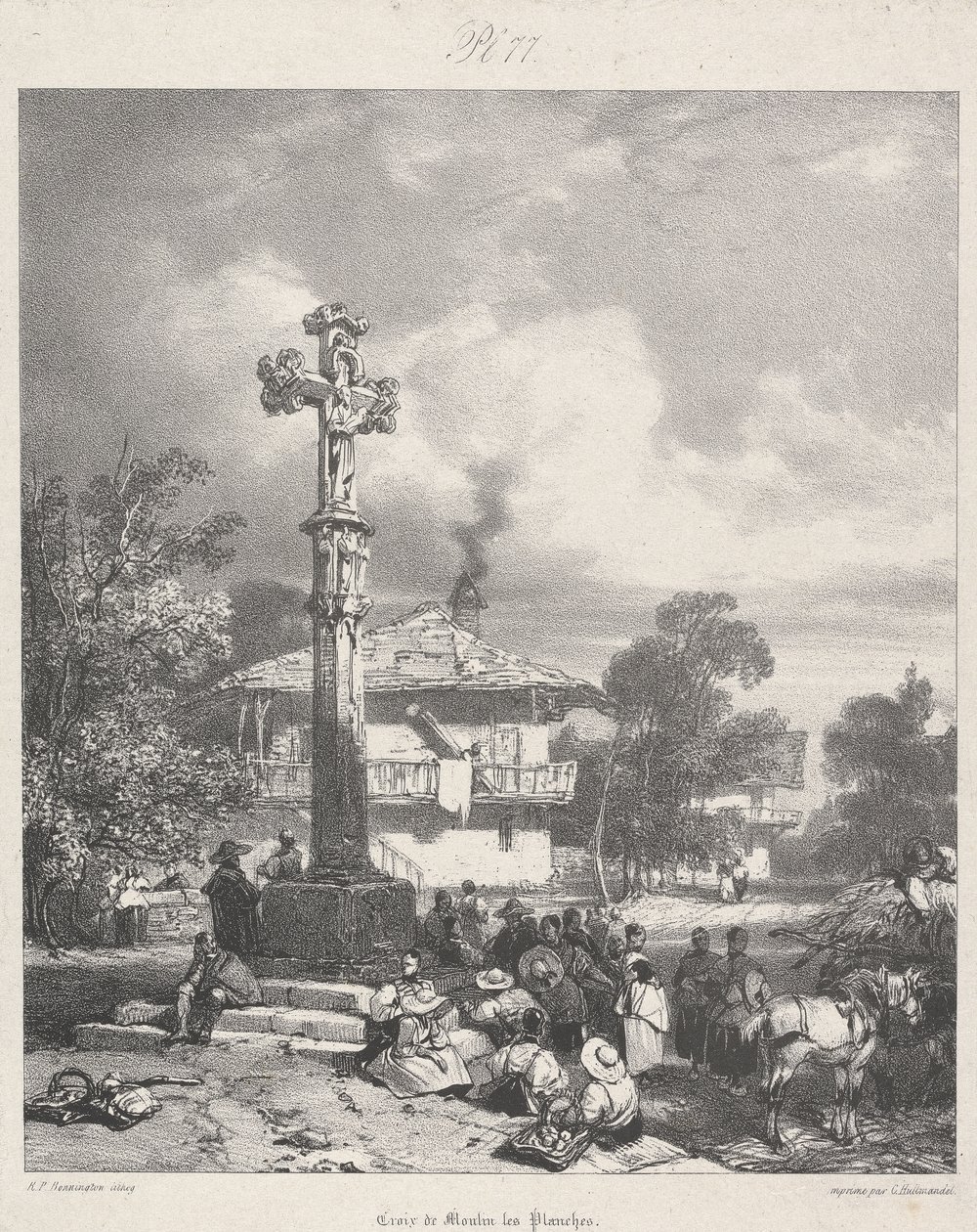 十字架的Moulin les Planches，1827年 作者 理查德·帕克斯（Bonington）