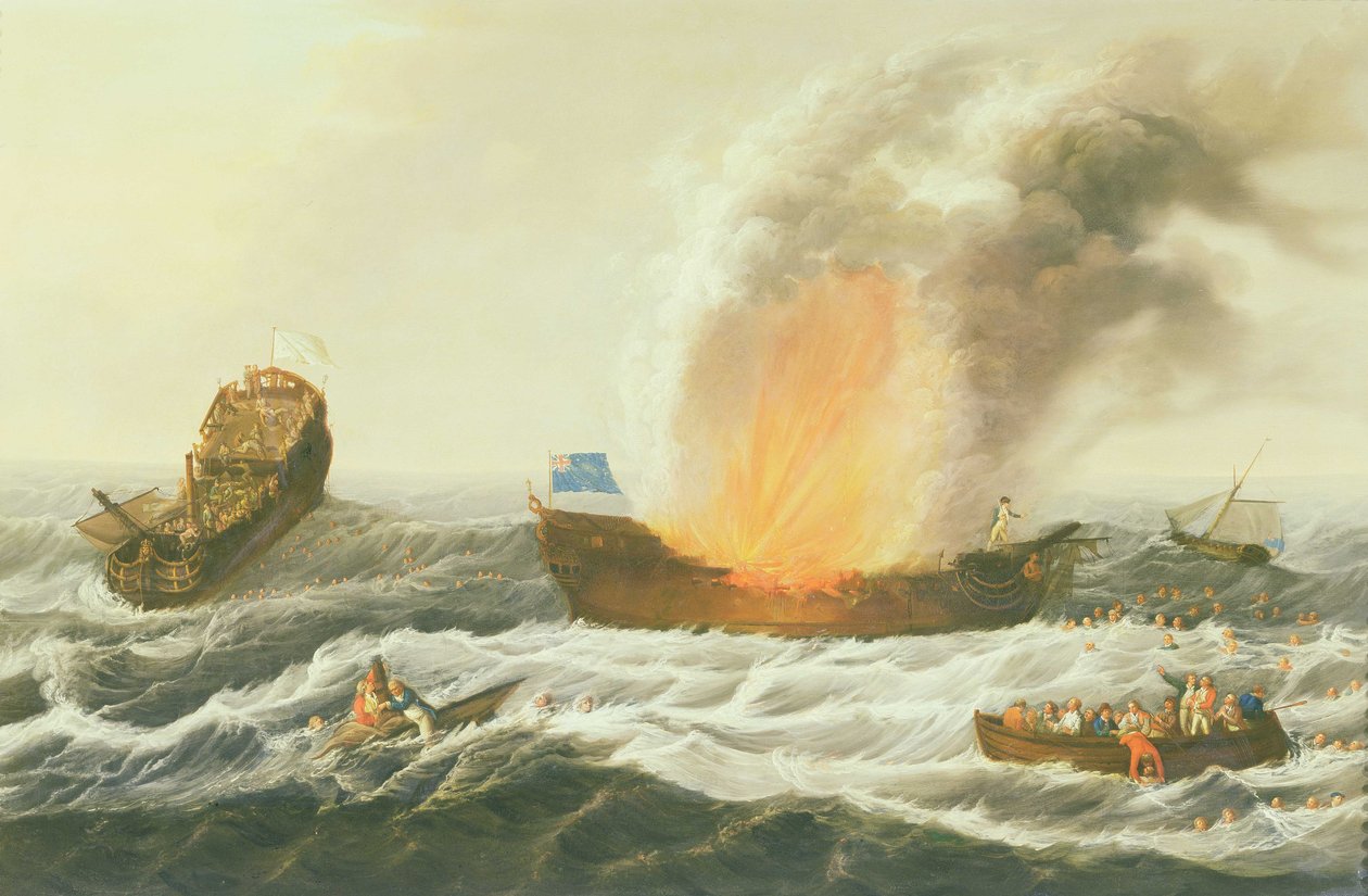 魁北克和Surveillante之间的海军参与，c.1779 作者 理查德·佩顿