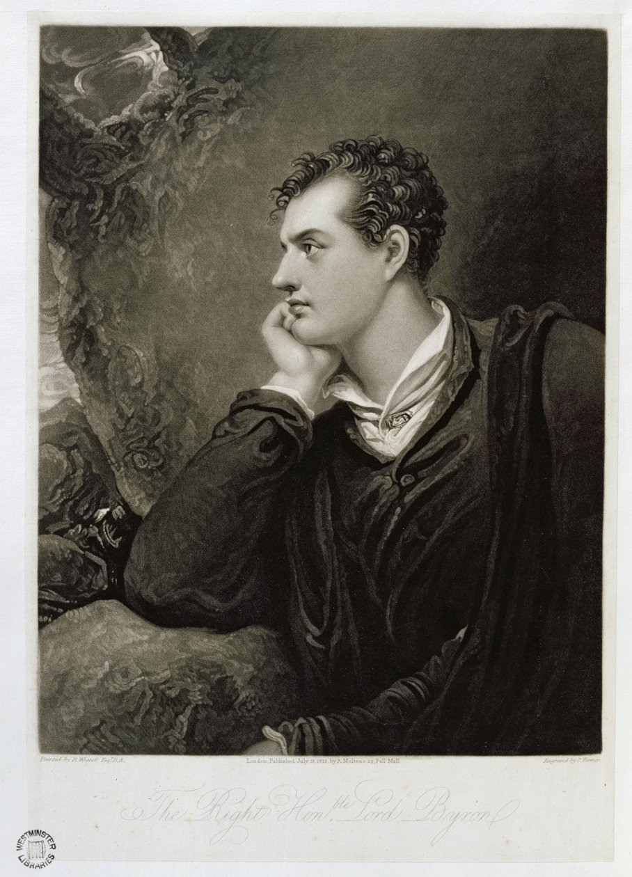 George Gordon，第6位拜伦勋爵（1788-1824），由Charles Turner（1773-1857）刻，1815年 作者 理查德·韦斯特尔