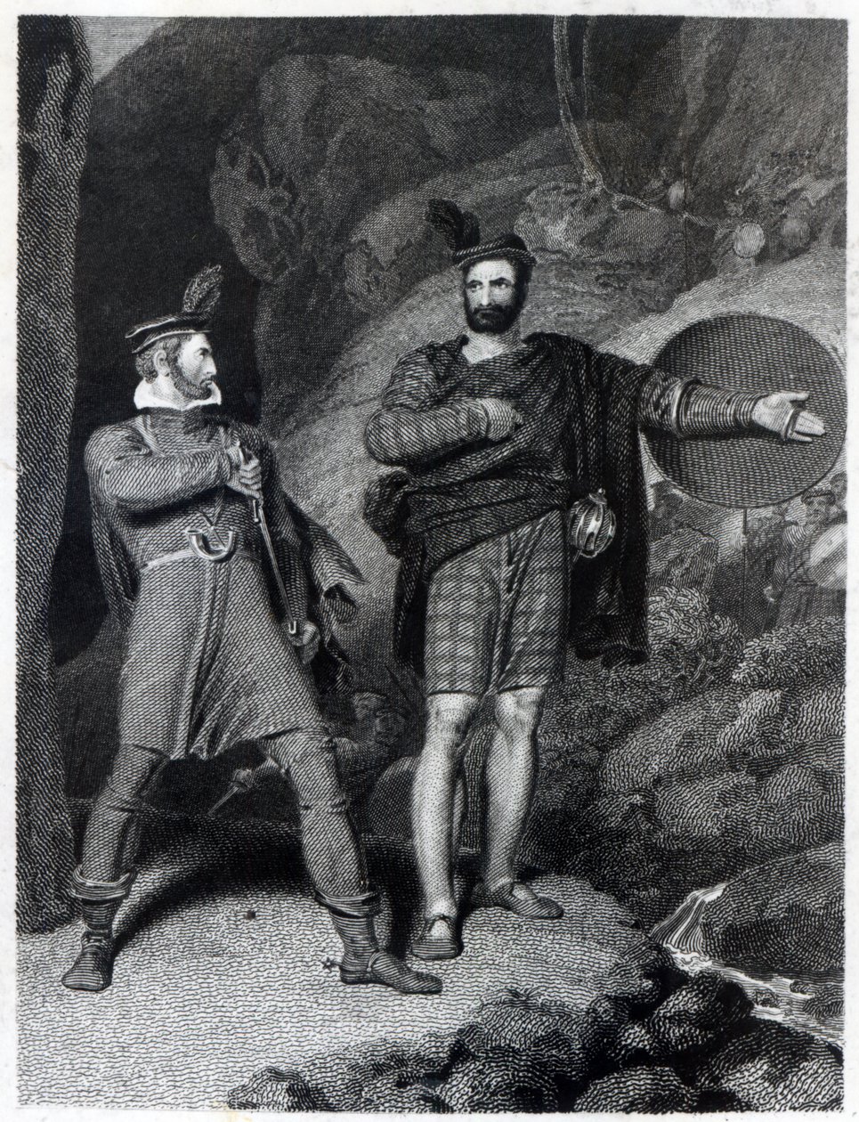 Roderick Dhu和1810年的Clansman，来自Walter Scott的“湖中女神”（1771-1832） 作者 理查德·韦斯特尔