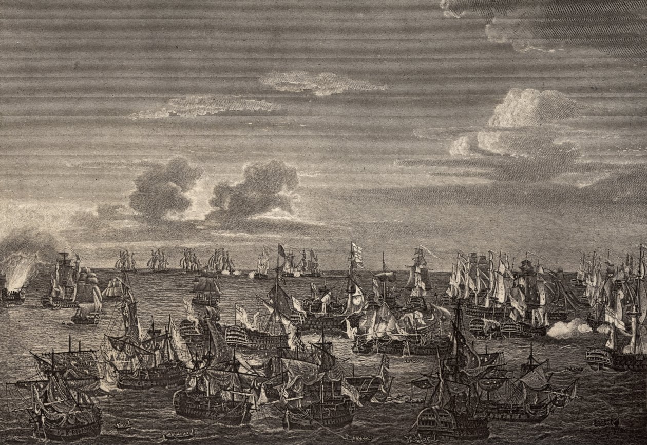 1805年的特拉法加战役，罗伯特·绍西（1774-1843）的“纳尔逊的生活”插图首次出版于1813年 作者 理查德·韦斯特尔