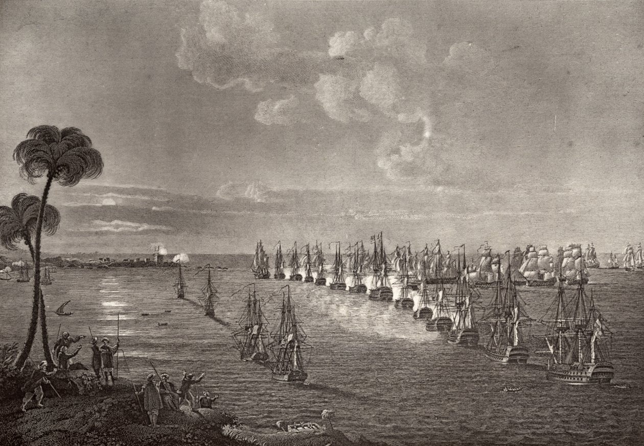 1798年的尼罗河之战，罗伯特·绍西（1772-1843）的“纳尔逊的生活”插图首次出版1813年 作者 理查德·韦斯特尔