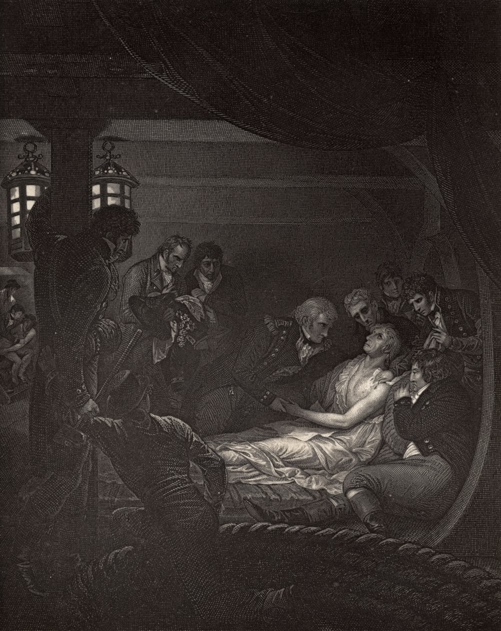 纳尔逊之死（1758-1805）插图来自“纳尔逊的生活”，由Robert Southey（1774-1843）首次出版1813年 作者 理查德·韦斯特尔