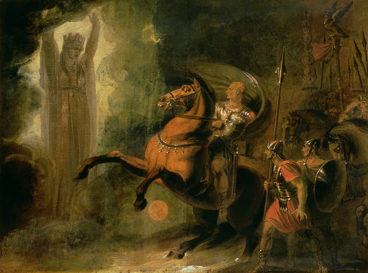女神罗姆人出现在卢比孔银行的Julius Caesar，c.1793（wc＆paper on paper） 作者 理查德·韦斯特尔