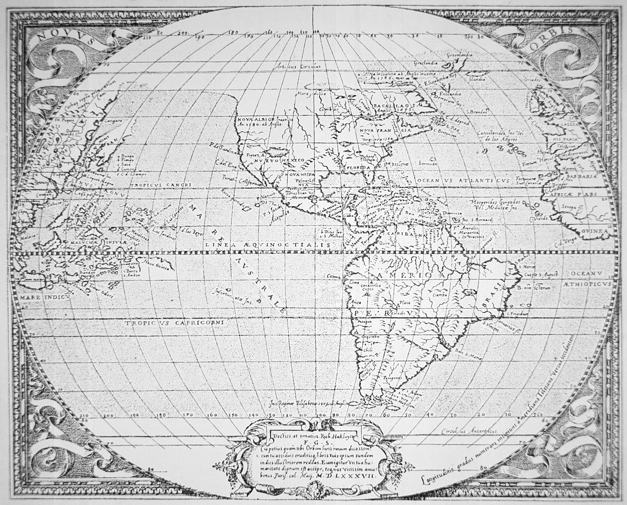 1587年新世界地图（石印版 作者 理查德（后）哈克吕特