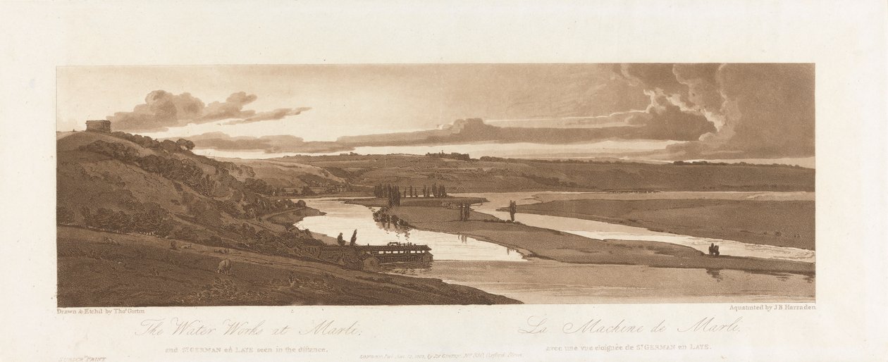 Marli 的水厂和远处的圣日耳曼恩莱 1803 年；《巴黎风光》第 15 幅，伊曼纽尔卷描图版 B1981.25.2624 作者 理查德·班克斯·哈拉登