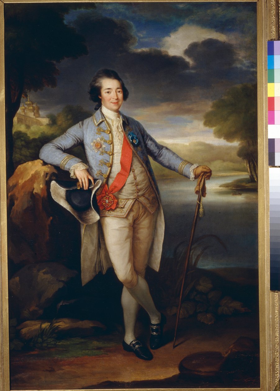 Portrait du Prince Alexandre Borissovitch Kourakine (1752-1818)，homme politique russe（亚历山大-库拉金王子肖像）--理查德-布朗普顿（1734-1783）的布面油画，约1780年--尺寸：113x76厘米--莫斯科国立特列季亚科夫画廊 作者 理查德·布朗普顿