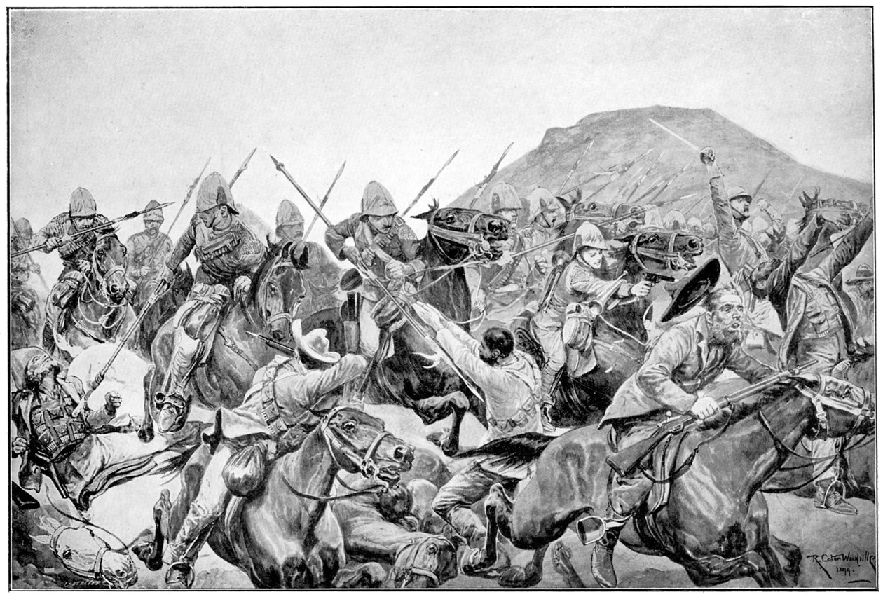 1899年11月21日，第2次布尔战争中的第5枪骑兵在埃兰斯拉格特负责。 作者 理查德·卡顿二世·伍德维尔
