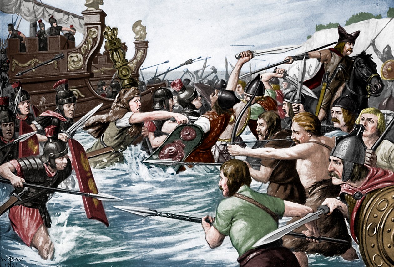 朱利叶斯·凯撒（Julius Caesar）登陆英国，约前550年，约1920年代 作者 理查德·卡顿二世·伍德维尔