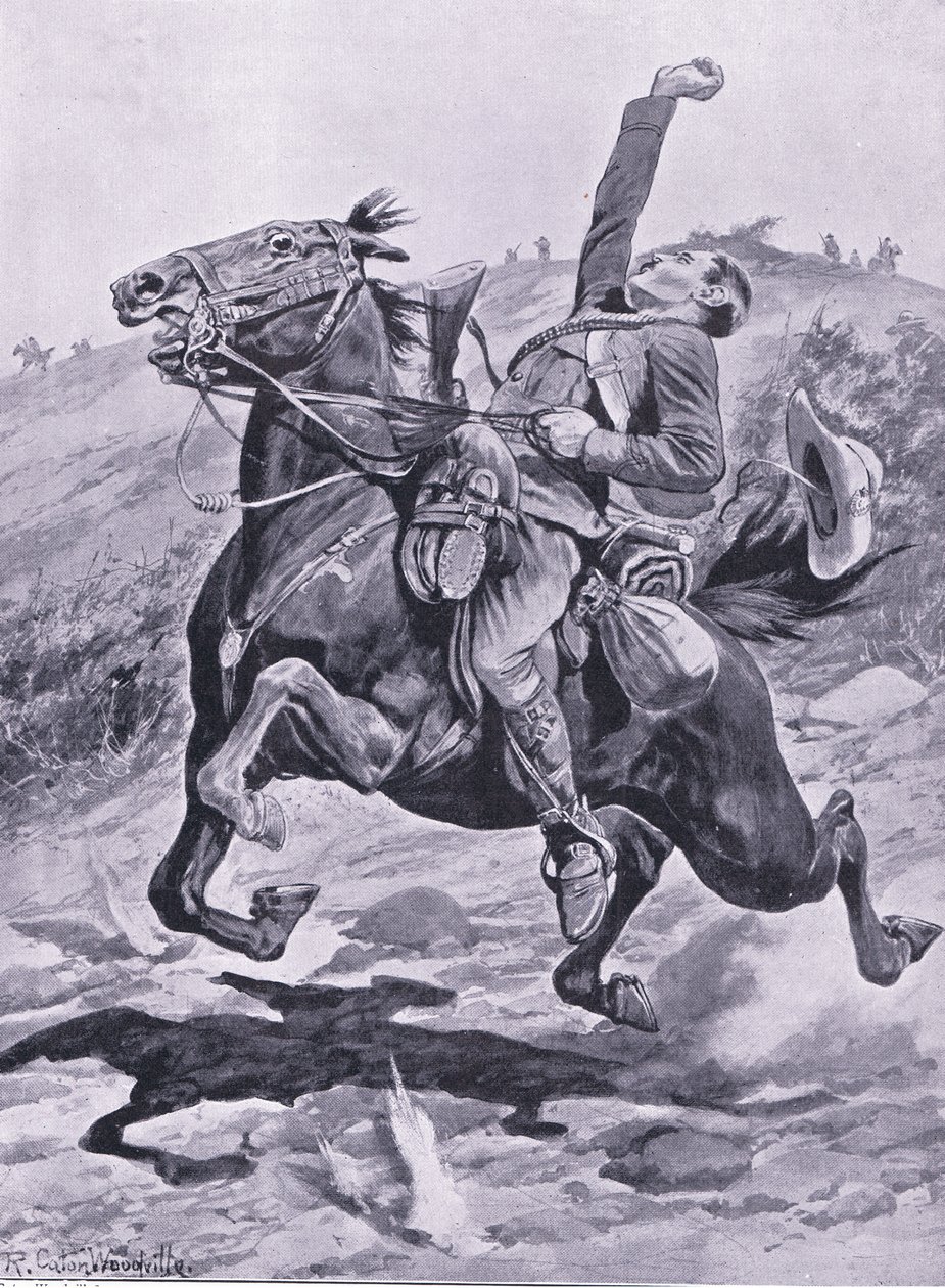 最后骑行的Yeomans，比勒陀利亚后的插图：游击队战争，1902年 作者 理查德·卡顿·伍德维尔