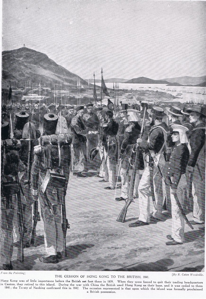 1841年香港对英国的割让，来自“哈钦森的英国民族故事”，c.1923 作者 理查德·卡顿·伍德维尔