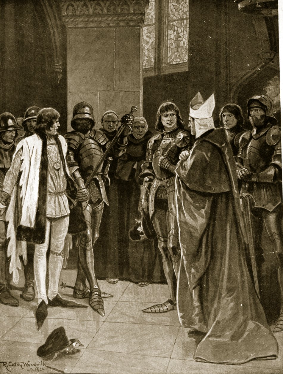 亨利六世于1401年在圣保罗的爱德华四世被传递，来自“哈钦森的英国民族故事”，c.1923 作者 理查德·卡顿·伍德维尔初级