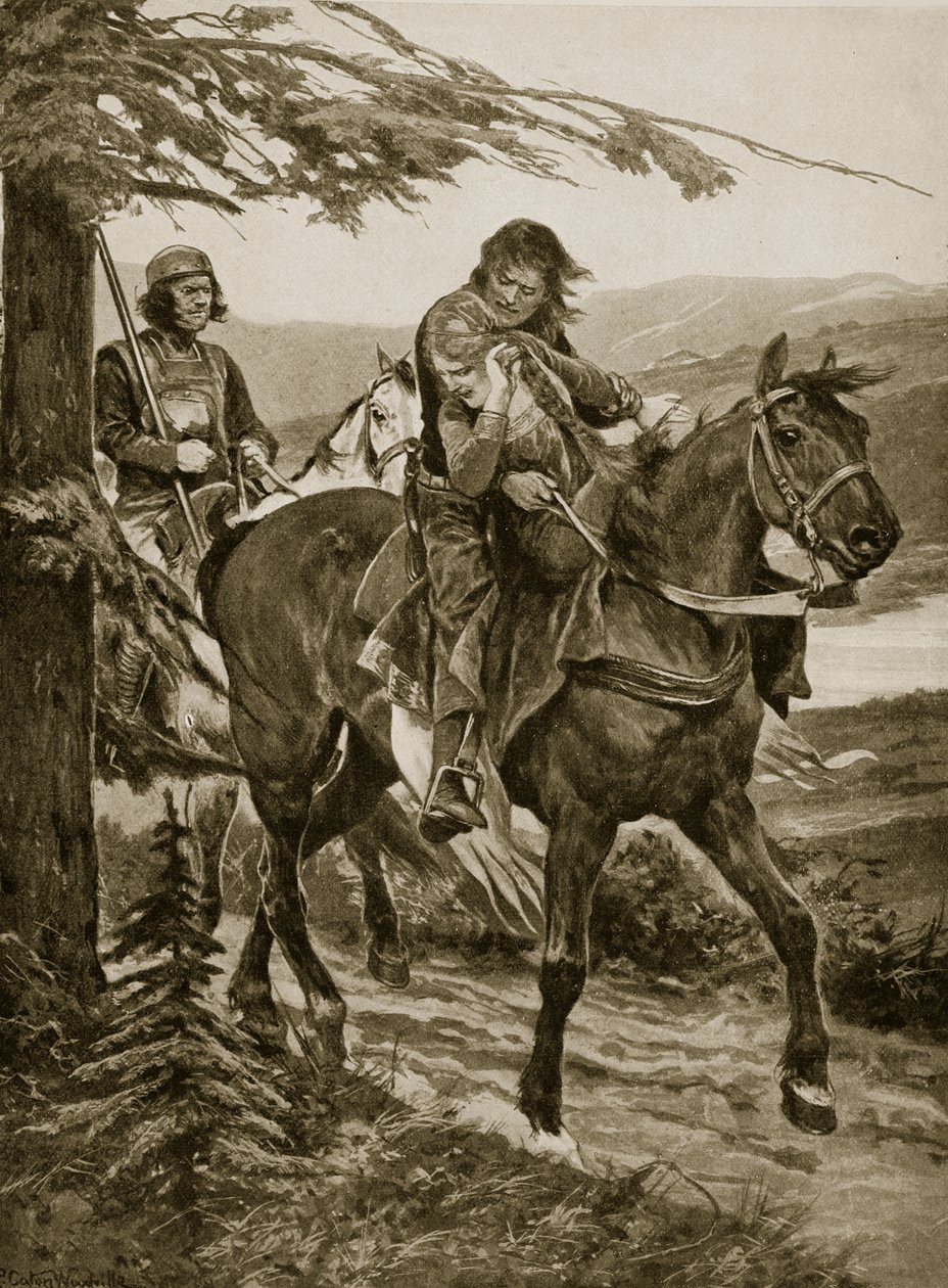 德莫特国王携带Devorgil，插图来自&39;哈钦森的英国民族故事&39;，c.1920 作者 理查德·卡顿·伍德维尔初级