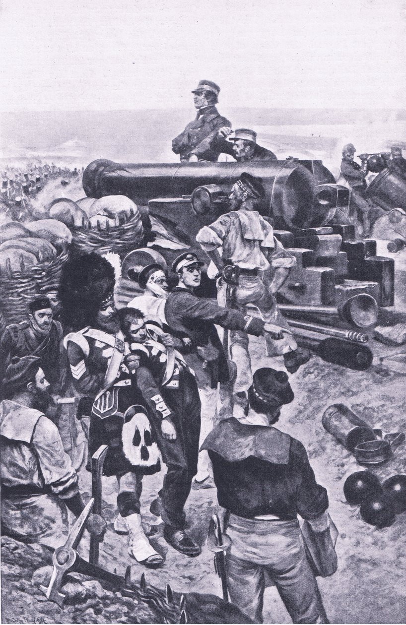 1815年对塞瓦斯托波尔的袭击，1915年英国陆地和海上战役的插图 作者 理查德·卡顿·伍德维尔初级