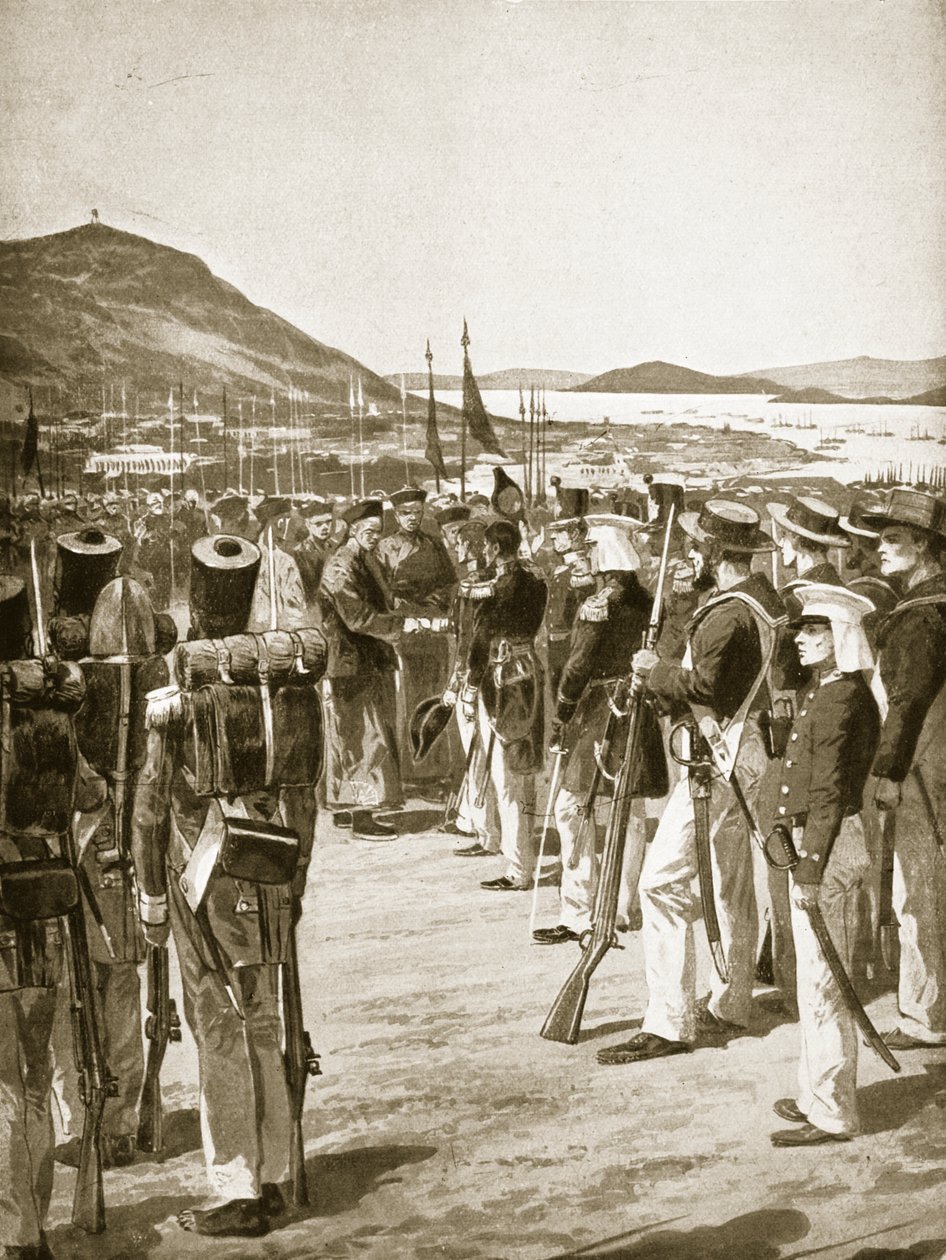 1841年香港对英国的割让，来自“哈钦森的英国民族故事”，c.1923 作者 理查德·卡顿·伍德维尔初级