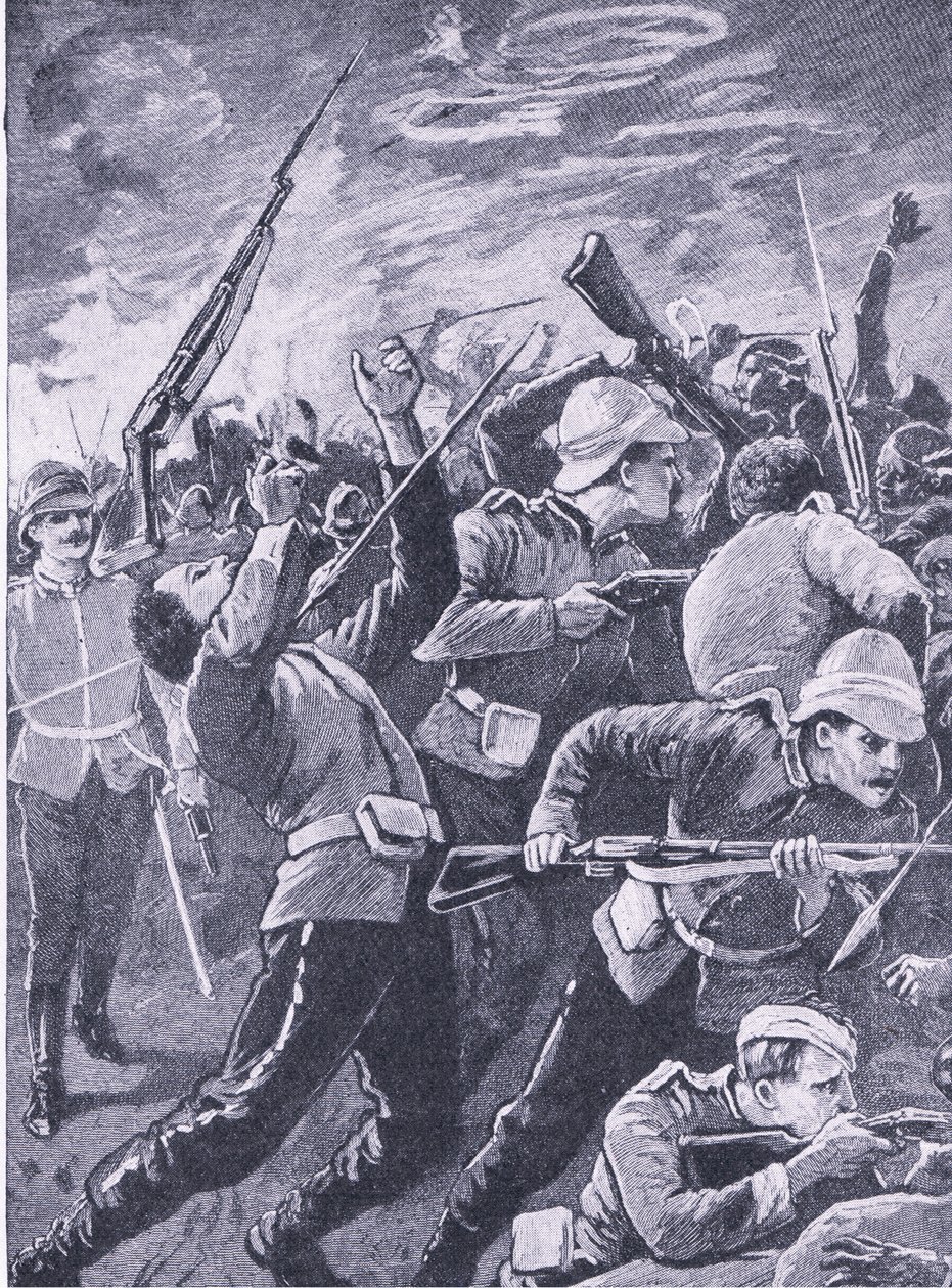 Rorkes漂移的防御，从陆地和海上的英国战斗的插图，1915年 作者 理查德·卡顿·伍德维尔初级