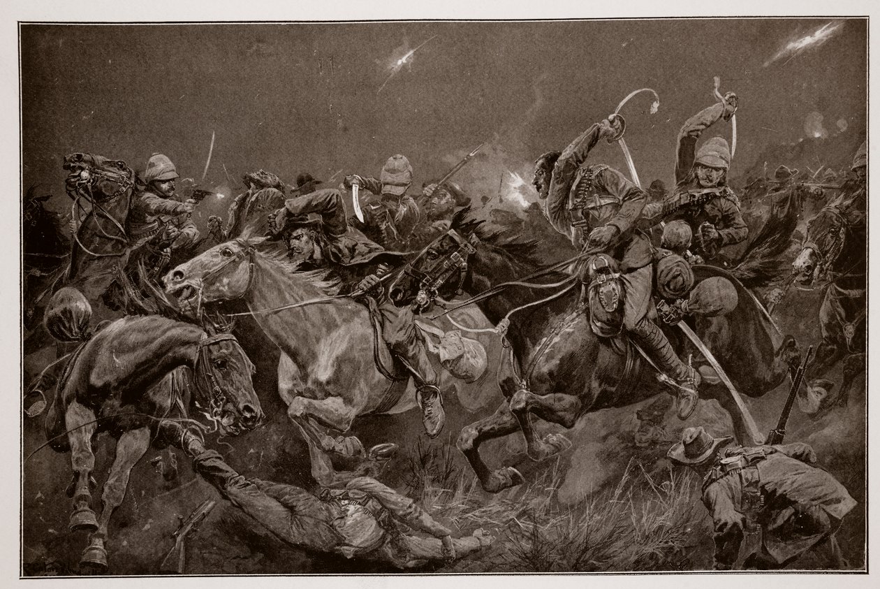 1900年11月7日在Lydenberg附近的19 Hu骑兵的夜间指控 作者 理查德·卡顿·伍德维尔初级