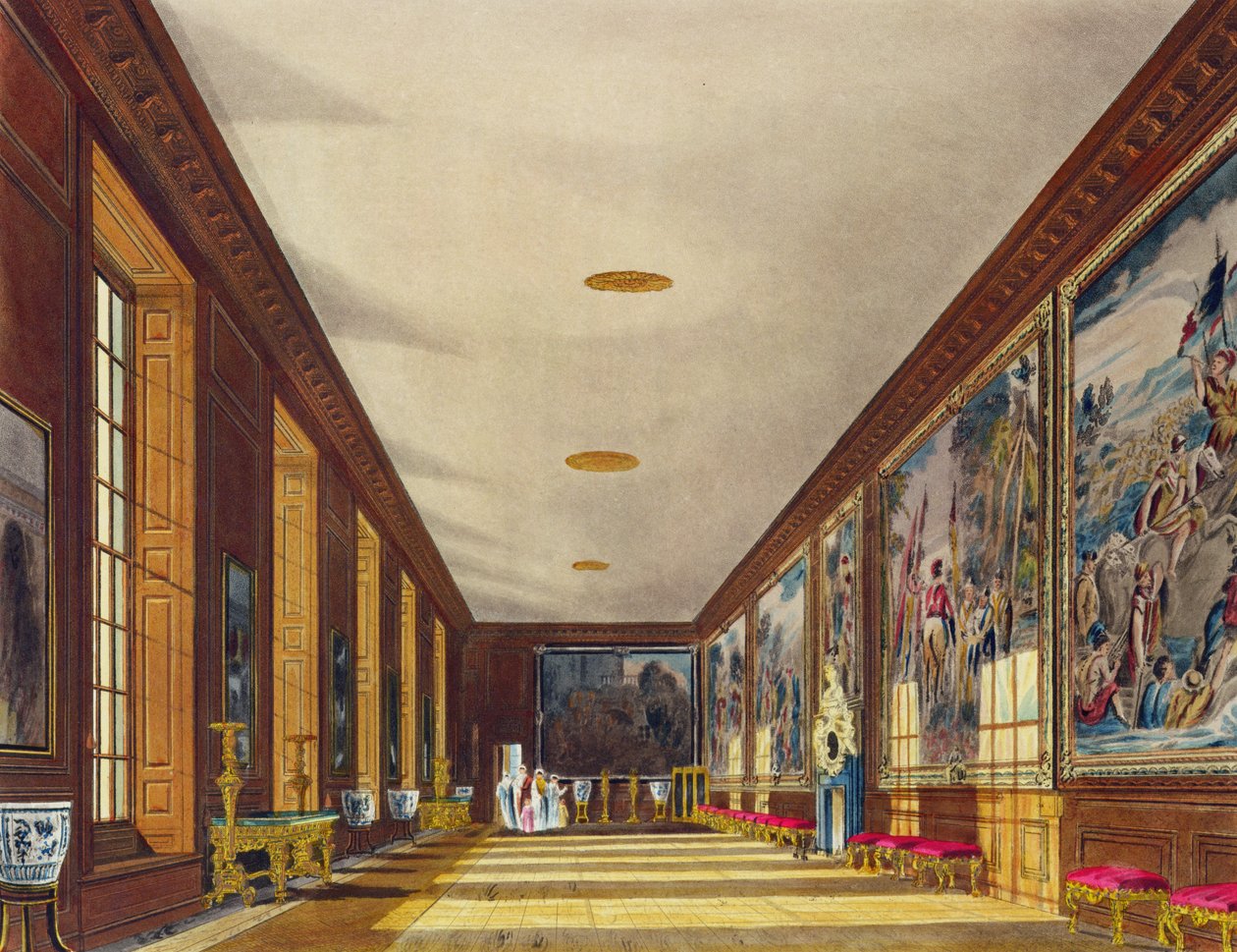 宴会厅，汉普顿宫，来自“皇家住宅的历史”，由Richard Reeve（1780年）雕刻，作者William Henry Pyne（1769-1843），1819年 作者 理查德·卡特莫尔
