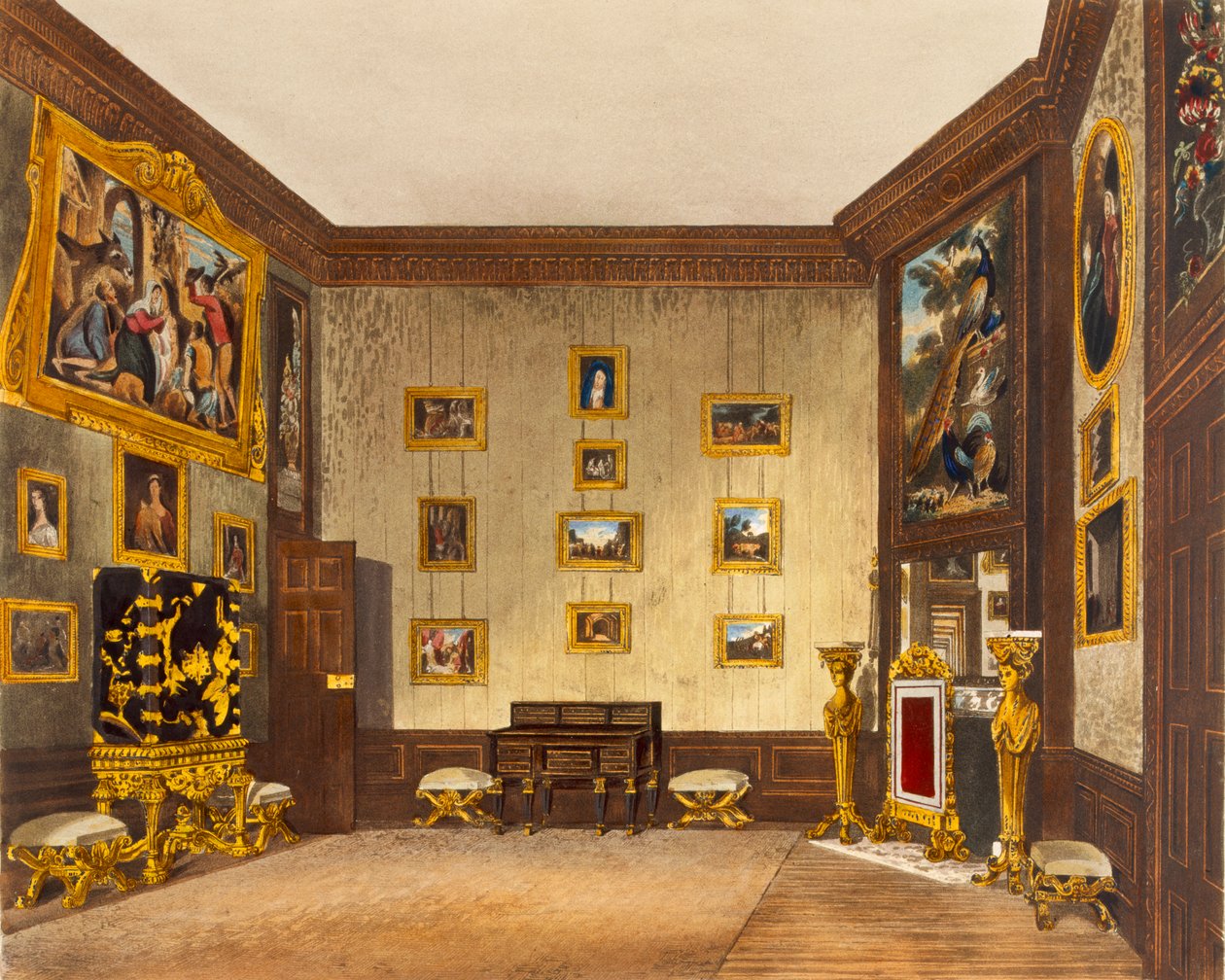 汉斯法院的国王写作壁橱，来自“皇家住所的历史”，由Richard Reeve（1780年）雕刻，作者William Henry Pyne（1769-1843），1819年 作者 理查德·卡特莫尔