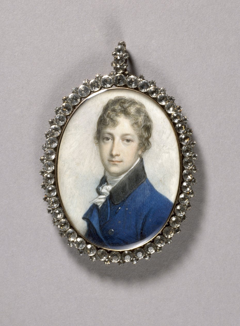 Hughenden的John Norris的肖像缩影，1795-1800 作者 理查德·科斯威
