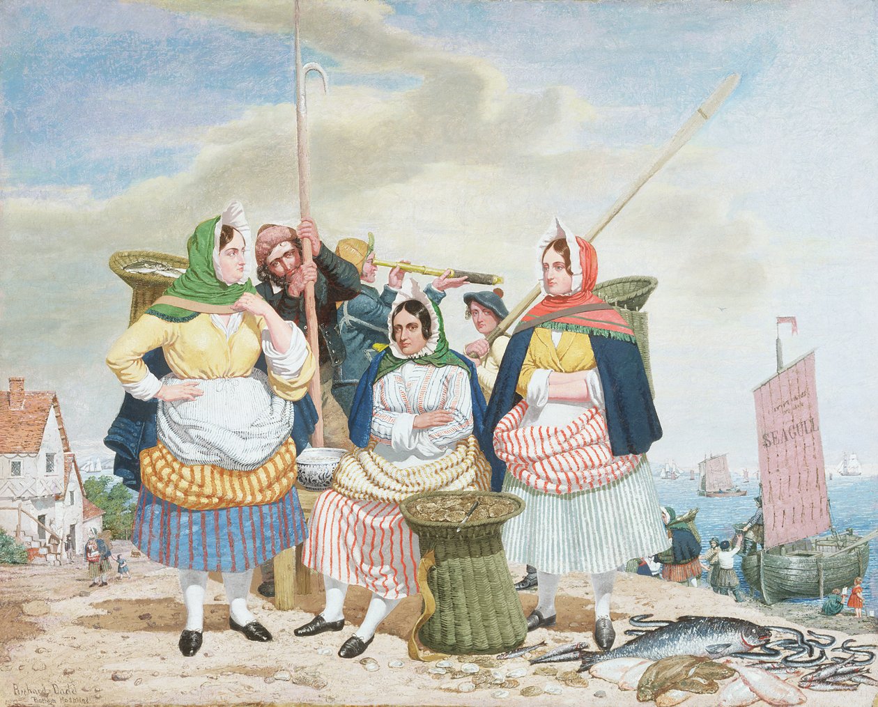 海边的鱼市场，约1860年（布面油画） 作者 理查德·达德