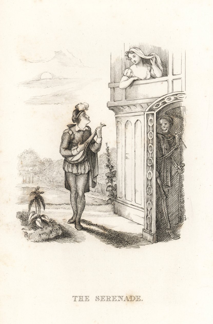 死亡骷髅和吟游诗人。 ,1827（雕刻） 作者 理查德·达格利