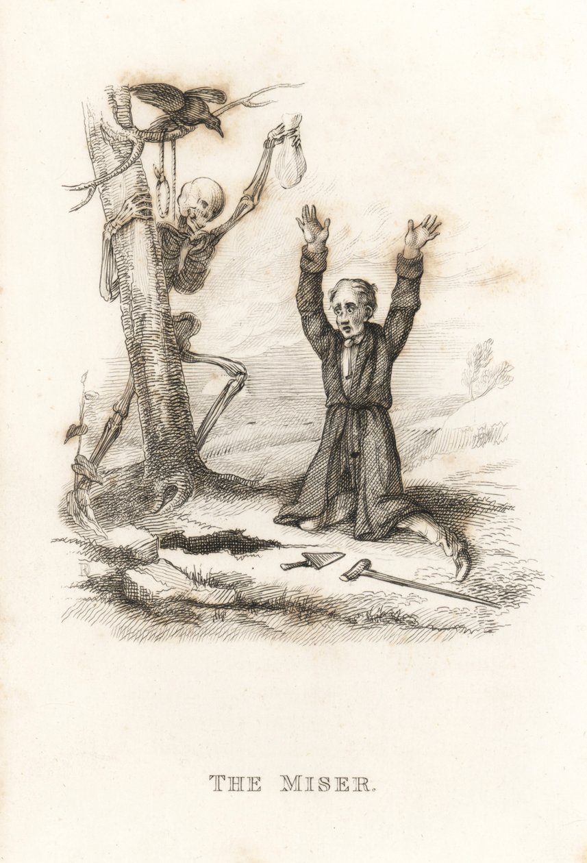 死亡和守财奴的骷髅。 ,1827（雕刻） 作者 理查德·达格利