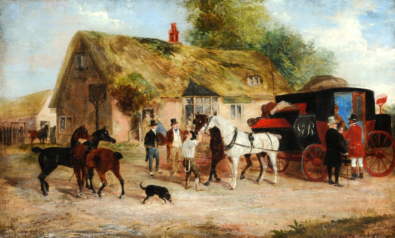 马车场景，约 1875 年（布面油画） 作者 理查德·多德·维达斯