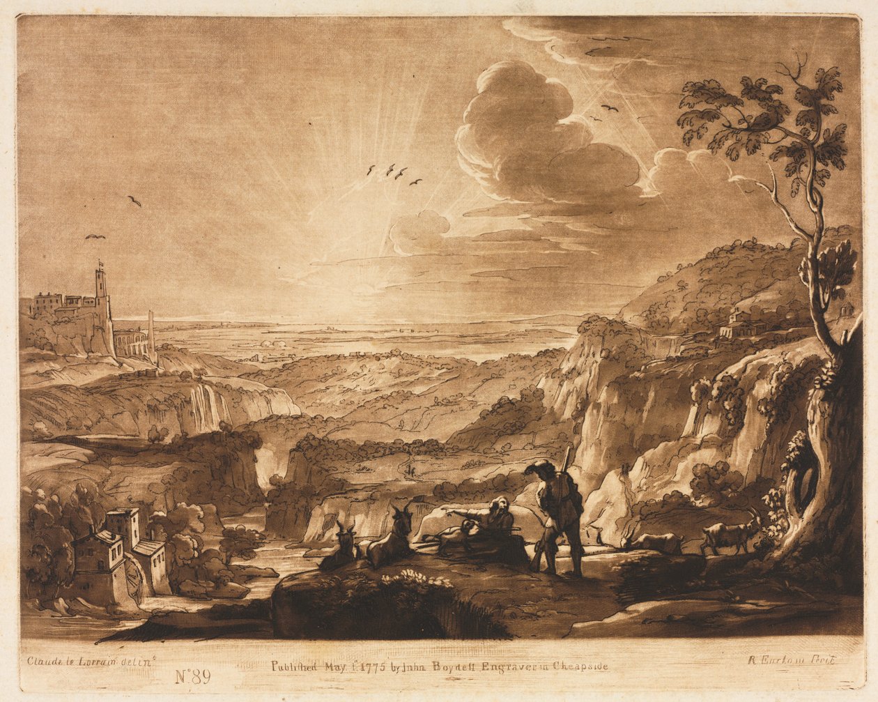 Liber Veritatis：第89号，《多山的乡村风景》，1775年。 作者 理查德·厄洛姆（Richard Earlom）
