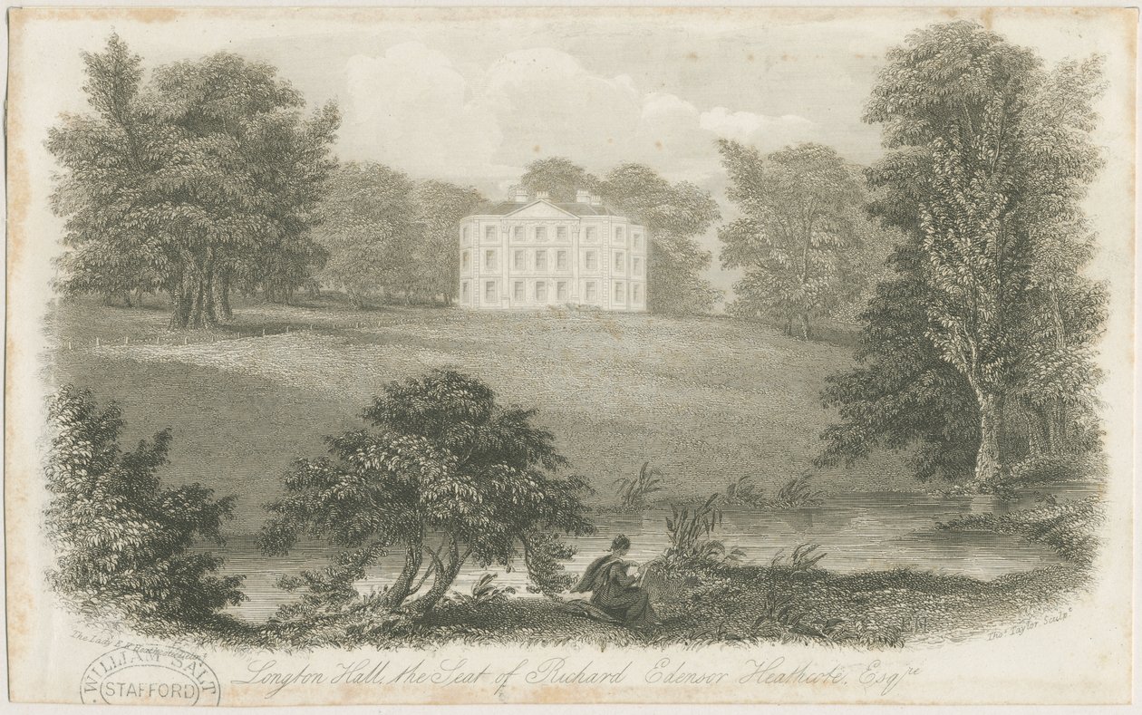 朗顿·霍尔（Longton Hall）：钢版画，nd [？19世纪初期]（印刷） 作者 理查德·埃登索·希思柯特