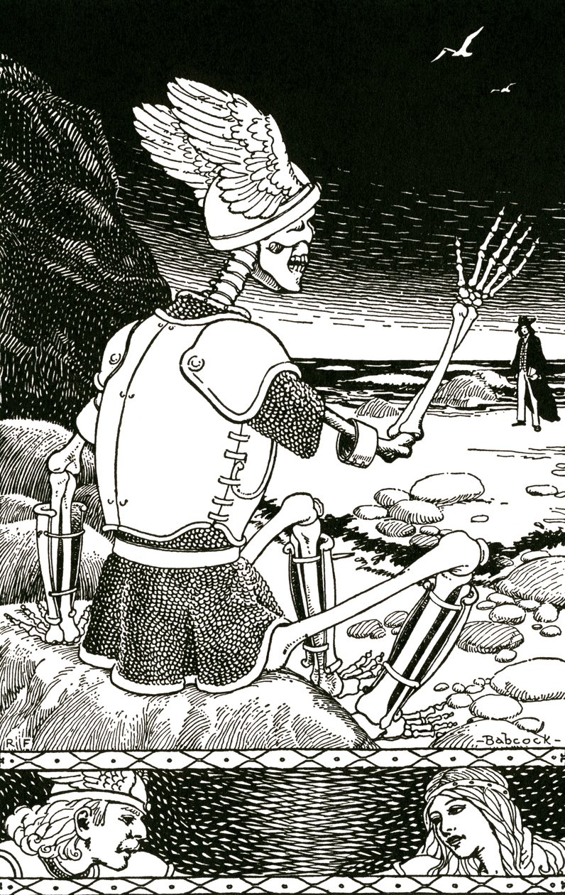 骷髅告别人的死亡，约 1930 年（石版画） 作者 理查德·费耶韦瑟·巴布科克