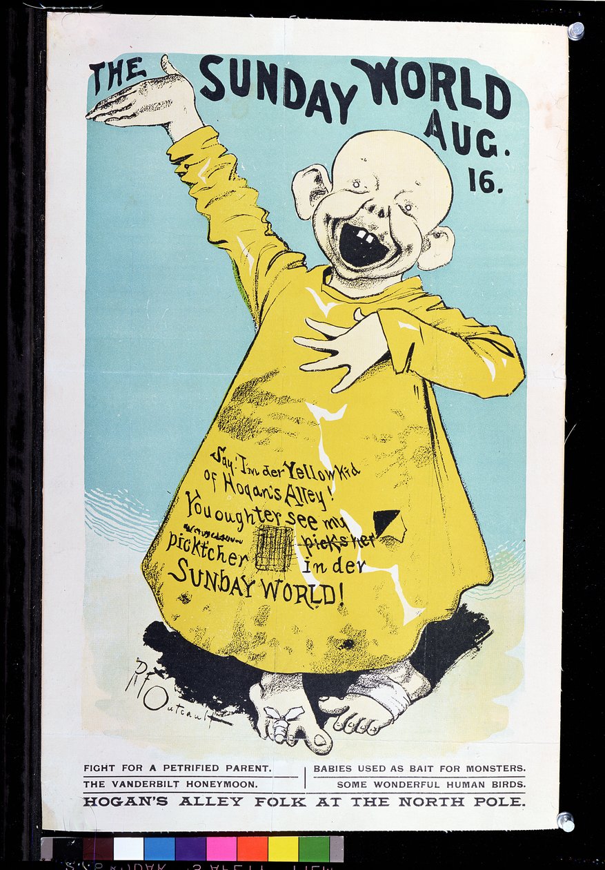 &39;说！我是“Hogan&39;s Alley的黄色小孩”，来自广告“星期日世界”的海报，c.1900 作者 理查德·费尔顿（Richard Felton Outcault）