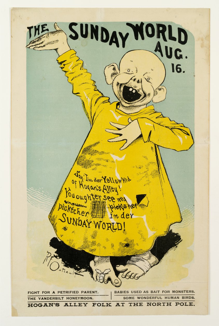 8月16日星期日世界：说，Hogans Alley的Im der Yellow Kid ...，c.1895-98 litho 作者 理查德·费尔顿（Richard Felton Outcault）